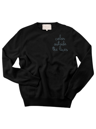 "color outside the lines" Women's Crewneck Cashmere Core LINGUA FRANCA NYC Black XS