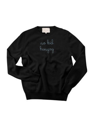 "no kid hungry" Women's Crewneck Cashmere Core LINGUA FRANCA NYC Black XS