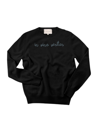 "in vino veritas" Women's Crewneck Cashmere Core LINGUA FRANCA NYC Black XS