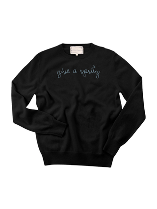 "give a spritz" Women's Crewneck Cashmere Core LINGUA FRANCA NYC Black XS