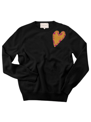 Felt Heart Crewneck Cashmere Core LINGUA FRANCA NYC Black XS