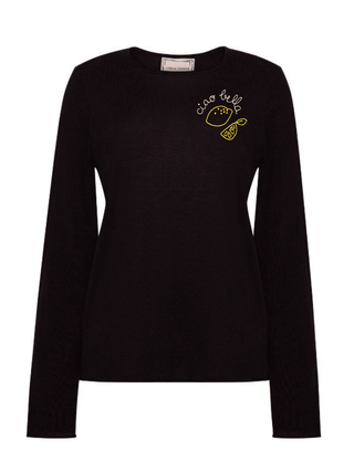 "ciao bella" with lemons Silk Cashmere Crewneck