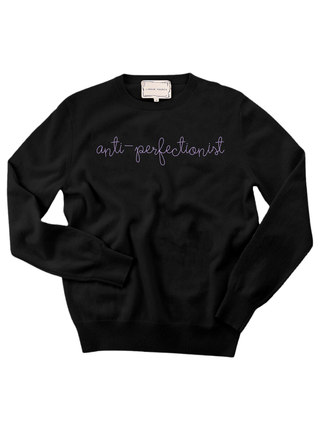 "anti-perfectionist" Women's Crewneck Cashmere Core LINGUA FRANCA NYC Black XS