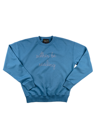 "rather be reading" Womens Sweatshirt Sweatshirt Ecovest Vintage Blue XS 