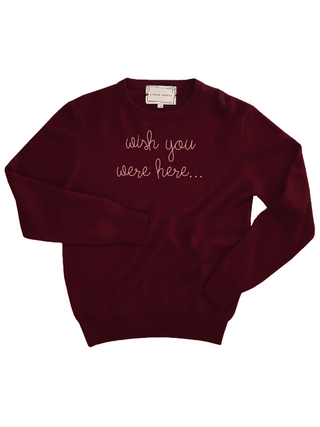 "wish you were here..." Crewneck Sweater Lingua Franca NYC Inc. XS Maroon 