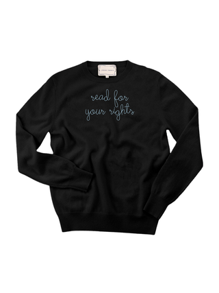 "read for your rights" Women's Crewneck Cashmere Core LINGUA FRANCA NYC Black XS