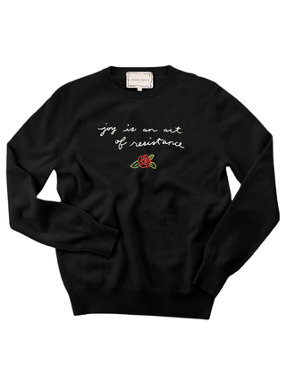 "joy is an act of resistance" Women's Crewneck Cashmere Core LINGUA FRANCA NYC Black XS