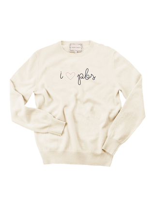 "i heart pbs" Women's Crewneck Cashmere Core LINGUA FRANCA NYC Cream XS