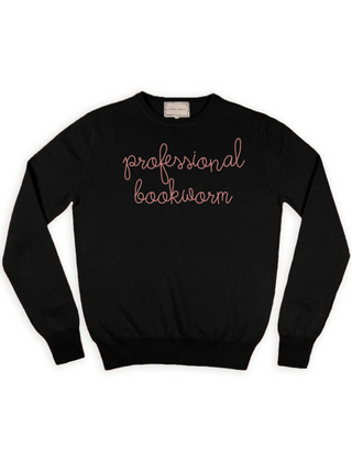 "professional bookworm" Crewneck Sweater Lingua Franca NYC Black XS 