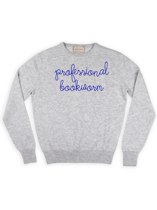 "professional bookworm" Crewneck Sweater Lingua Franca NYC Smoke XS 