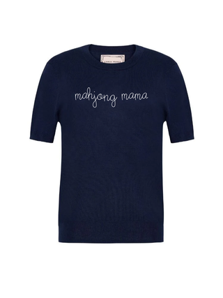 "mahjong mama" Silk Cashmere Short Sleeve Crewneck