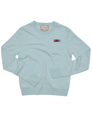 "npr block logo" Women's Crewneck Cashmere Core LINGUA FRANCA NYC Seafoam XS