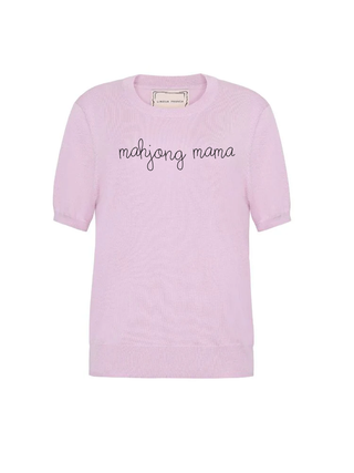 "mahjong mama" Silk Cashmere Short Sleeve Crewneck
