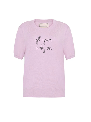 "get your mahj on" Silk Cashmere Short Sleeve Crewneck