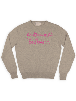 "professional bookworm" Crewneck Sweater Lingua Franca NYC Oatmeal XS 