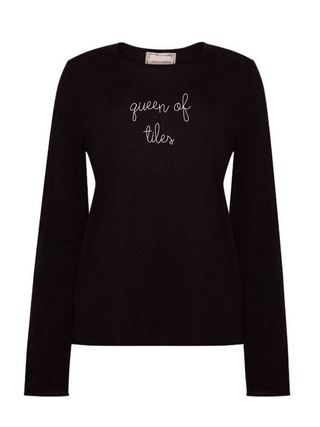 "queen of tiles" Silk Cashmere Crewneck