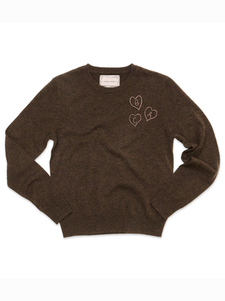 Custom Heart Initial 100% Cashmere Crewneck Sweater