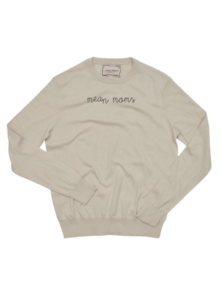 "mean moms" Women's Cotton Silk Crewneck Cashmere Core LINGUA FRANCA NYC Canvas XS