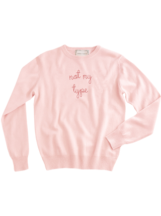 "not my type" Women's Crewneck Cashmere Core LINGUA FRANCA NYC Pale Pink XS