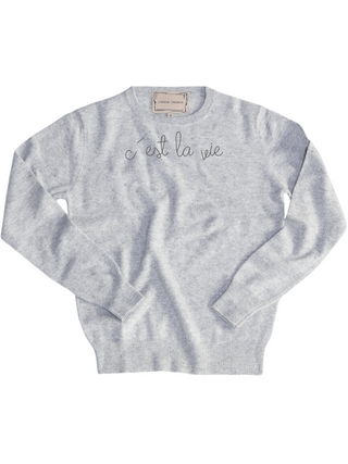 "c'est la vie" Crewneck Sweater Lingua Franca NYC Smoke XS 