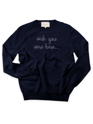 "wish you were here..." Crewneck Sweater Lingua Franca NYC Inc. XS Navy 