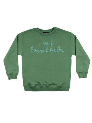 "i read banned books" kids' sweatshirt Sweatshirt Dubow 2T Vintage Green 