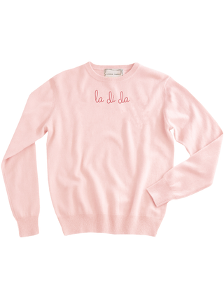 "la di da" Women's Crewneck Cashmere Core LINGUA FRANCA NYC Pale Pink XS