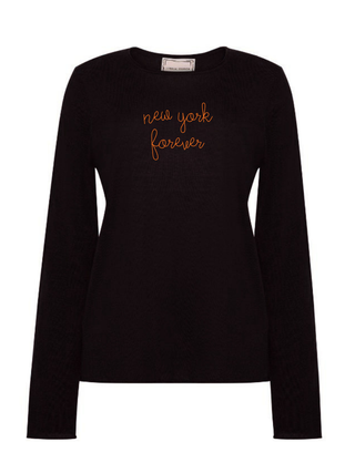 "new york forever" Silk Cashmere Crewneck