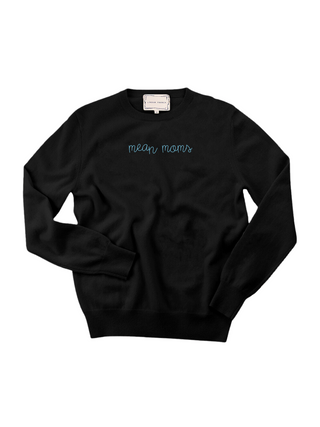 "mean moms" Women's Crewneck Cashmere Core LINGUA FRANCA NYC Black XS