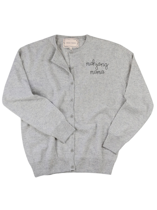 "mahjong mama" Cardigan Cashmere Core LINGUA FRANCA NYC Smoke XS