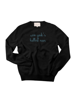 "new york's hottest mom" Women's Crewneck Cashmere Core LINGUA FRANCA NYC Black XS