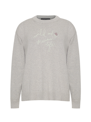 "wild and precious" Maxine Sweater Cotton Cashmere Core LINGUA FRANCA NYC Smoke XS