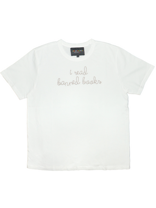 "i read banned books" Women's T Shirt Cashmere Core LINGUA FRANCA NYC