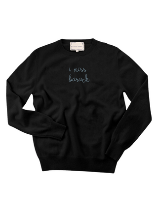 "i miss barack" Men's Crewneck Cashmere Core LINGUA FRANCA NYC Black XS