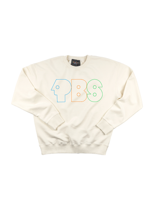 "pbs retro logo" Men's Sweatshirt Sweatshirt LINGUA FRANCA NYC Cream S