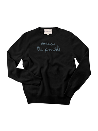 "america the possible" Men's Crewneck Cashmere Core LINGUA FRANCA NYC Black XS