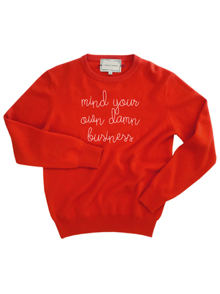 "mind your own damn business" Crewneck Sweater LINGUA FRANCA NYC Red XS 