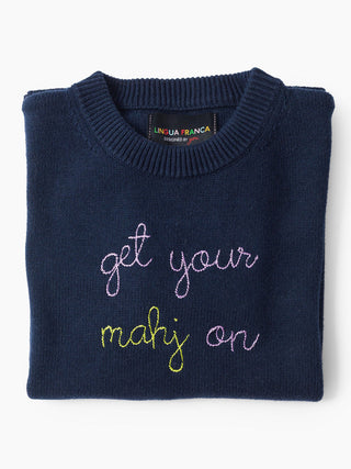 "get your mahj on" Maxine Sweater Cotton Cashmere LINGUA FRANCA NYC