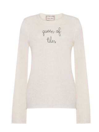 "queen of tiles" Silk Cashmere Crewneck