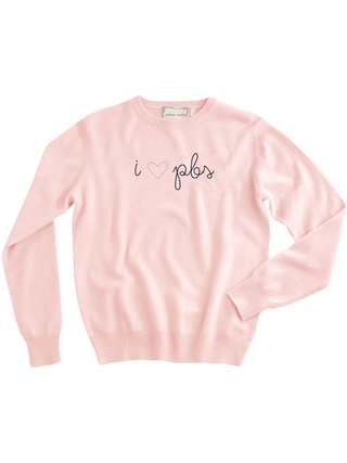 "i heart pbs" Women's Crewneck Cashmere Core LINGUA FRANCA NYC Pale Pink XS
