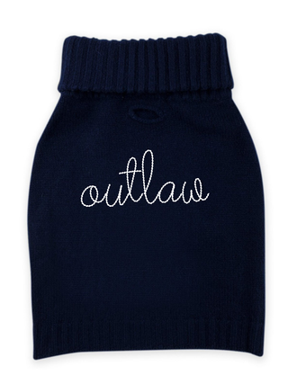 "outlaw" Dog Sweater Wool Lingua Franca NYC Navy XS