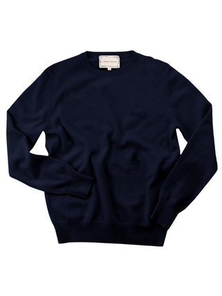 Womens Classic Crewneck, Sans Stitching Sweater Lingua Franca NYC Navy XS 