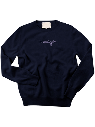 "momager" Women's Crewneck Cashmere Core LINGUA FRANCA NYC Navy XS