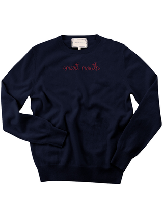 "smart mouth" Women's Crewneck Cashmere Core LINGUA FRANCA NYC Navy XS