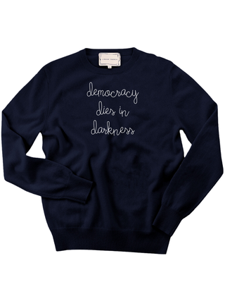 "democracy dies in darkness" Women's Crewneck Cashmere Core LINGUA FRANCA NYC
