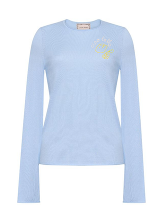 "ciao bella" with lemons Silk Cashmere Crewneck