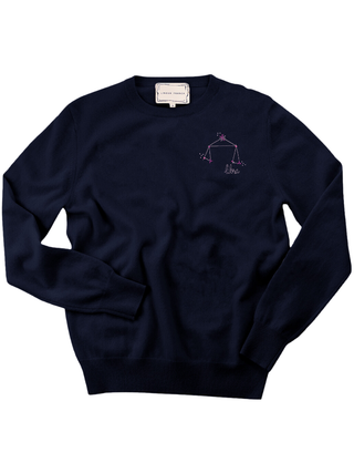 Custom Women's 100% Cashmere Zodiac Sweater Cashmere Core LINGUA FRANCA NYC Navy XS