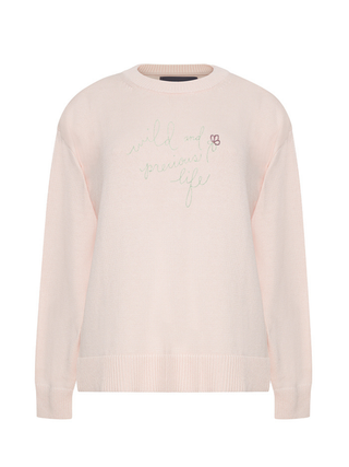 "wild and precious" Maxine Sweater Cotton Cashmere Core LINGUA FRANCA NYC Pale Pink XS