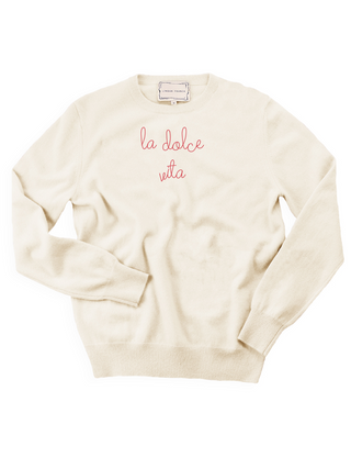 "la dolce vita" Crewneck Sweater Lingua Franca NYC Cream XS 