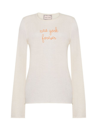 "new york forever" Silk Cashmere Crewneck